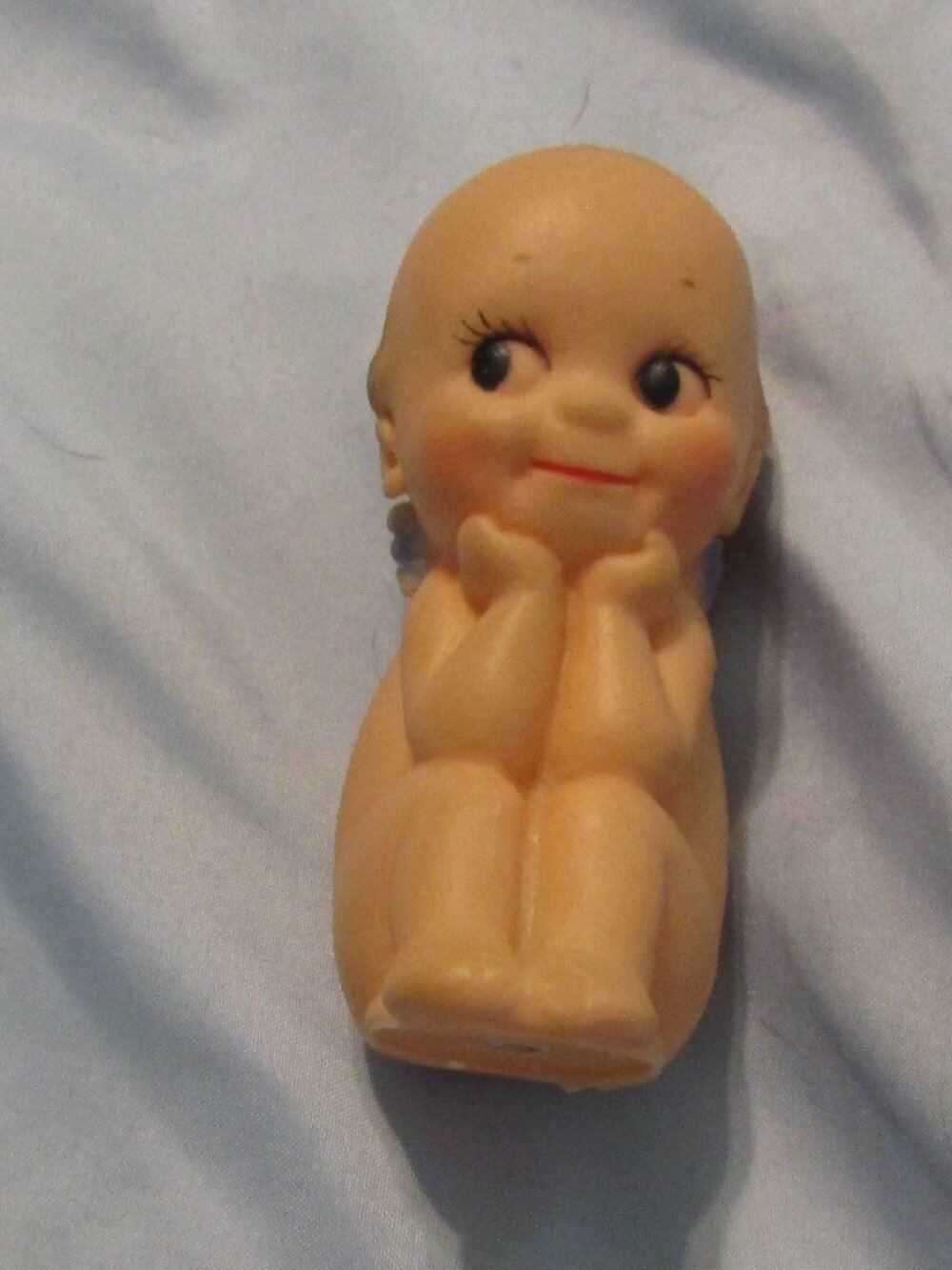 Vintage Mini Vinyl Signed ROSE O'NEIL KEWPIE DOLL The Thinker, still squeeks
